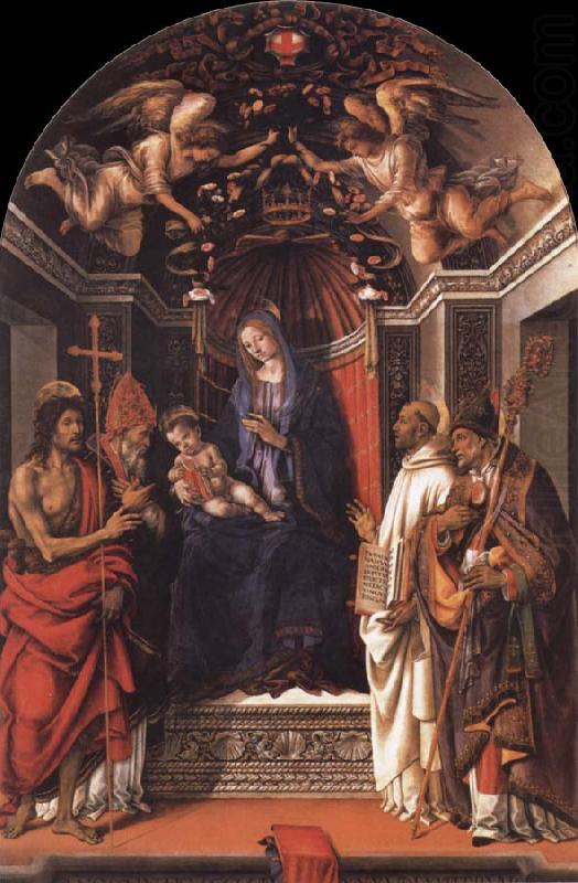 Fra Filippo Lippi Madonna and the child Enthroned with Saint john the Baptist,Victor,Bermard and Zenobius china oil painting image